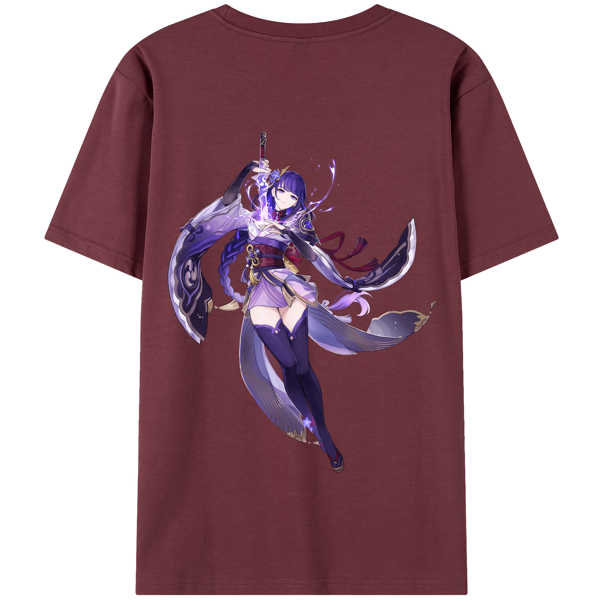 げんし神 雷電将軍 らいでんしょうぐん genshin Raiden Shogun 綿100％半袖Tシャツ（背面プリント）